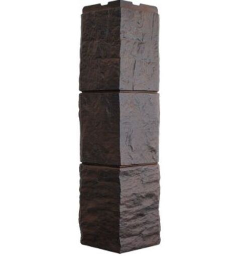 Угол наружный Фасайдинг Дачный Туф 3D-Facture Тёмно-коричневый