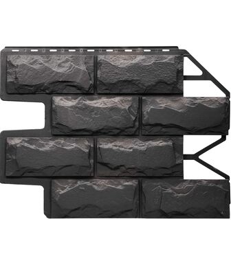 Фасадные панели (Цокольный Сайдинг) FineBer (Файнбир) Блок Темно-серый