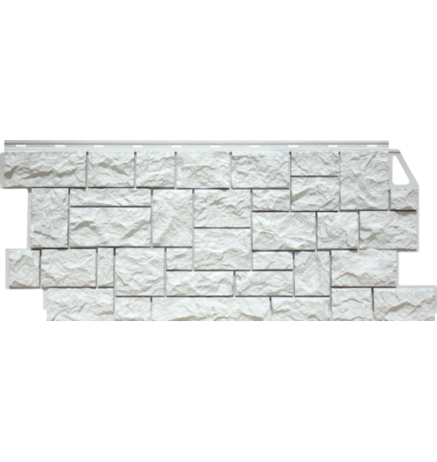 Фасадные панели (Цокольный Сайдинг) FineBer Камень Дикий Мелованный белый
