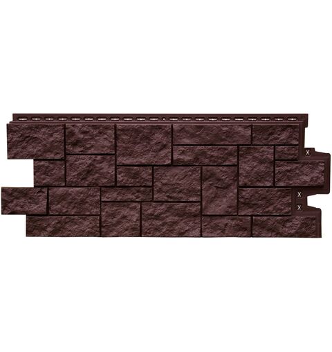Фасадные панели (Цокольный Сайдинг) Grand Line Дикий Камень CLASSIC Шоколадный (Коричневый)